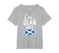 Escocia Clan Ross - Familiar de Clanes Escoceses Camiseta, Mujer Tallas Grandes, Gris Jaspeado, 5XL Grande
