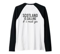 Escocia ESTÁ Llamando & Tengo Que IR Funny Scottish Meme EN LA Espalda Camiseta Manga Raglan