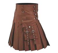 Escocia Kilt Clásico Hombres Medieval Escocia Faldas Plisadas Empalme Escocés Falda Escocesa Nueva Utilidad Masculino Falda Retro Clásica Ropa Steampunk, 02 marrón., S