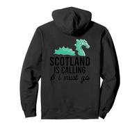 Escocia Llamando & Debo IR Scottish Meme Loch Ness EN LA Parte Trasera Sudadera con Capucha