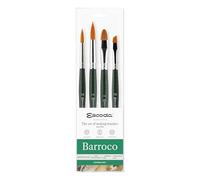 Escoda | Acuarela | Barroco Series Set para acuarela | Tamaño 10, 10, 14, 14 | 4 pinceles | Toray dorado sintético | Punta redonda + brillante + angular