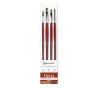 Escoda Opera Series Professional Artist - Juego de pinceles de aceite y acrílico, fibra sintética de Takatsu, juego de 4 piezas