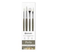 Escoda Perla Series Professional Artist Watecolor - Juego de pinceles de fibra sintética blanca Toray, juego de 4 piezas