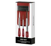 ESCODA Set 3 Pinceles Acuarela - Red Set Viaje N.6,8,12 Redondo Punta Pelo Sintético Serie Último Perla Versàtil Estuche Tela Profesional Fabricado a Mano en España.