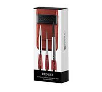 ESCODA Set 3 Pinceles Acuarela - Red Set Viaje N.6,8,12 Redondo Punta Pelo Sintético Serie Último Perla Versàtil Estuche Tela Profesional Fabricado a Mano en España.