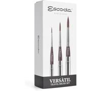 ESCODA Set 3 Pinceles Acuarela - Versàtil Set Viaje Profesional Pelo Sintético Fabricado a Mano en España