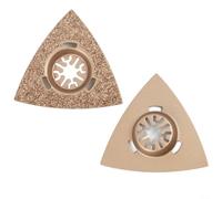 Escofina triangular de carburo de 80 mm para multiherramienta oscilante, lima gruesa para azulejos, piedra, hormigón, madera, hoja de aleación HCS con extracción de polvo, color dorado