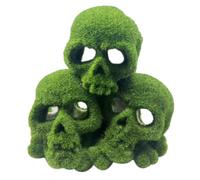 Escondite con Calavera para Terrario, Resina con Musgo Artificial Halloween | Base Plana, Textura Naturalista, Reduce Estrés y Ofrece Refugio Seguro, para Acuario y Recinto de Reptiles