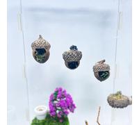 Escondite de araña saltadora, escondite de araña saltando hecho de bellotas reales, cueva de araña magnética hecha a mano, accesorio de hábitat ideal para animales pequeños, decoración natural para