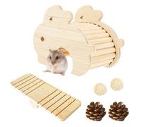 Escondite de cobayas, escondite de hámster de madera natural, refugio de madera maciza para mascotas pequeñas, seguro y simple para jerbos de ratas y otras mascotas pequeñas (conejo)