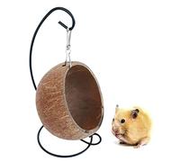 Escondite De Coco para Hámster - Cama para Hámster De Coco Natural, Hamaca De Coco | Acogedora Casa para Hámster con Almohadilla Cálida, Decoración Ideal para El Hábitat De Animales Pequeños, Refugio