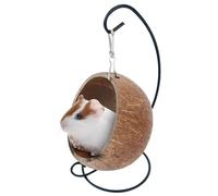 Escondite de hámster de coco - Casa para animales pequeños, hamaca escondida de hámster de coco natural | Cama para hámster colgable hecha de cáscaras de coco con una base cálida, decoración para la v