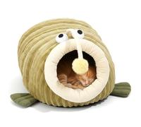 Escondite para Gatos, Linda Cama para Gatos con Juguete de Peluche, Divertida Cama escondida en Forma de pez para de Interior, Acogedor y cálido Nido para Mascotas con cojín extraíble para perr