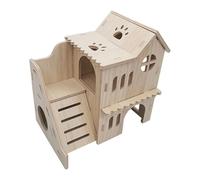 Escondite para hámsters de madera - Madera 17 x 11 cm | Hámster para mascotas que se sube a una cabaña de juego con | de actividad para pequeños animales de madera agrandada