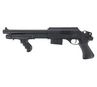 Escopeta táctica de Airsoft de Muelle Marca Saigo Defense, Calibre 6 mm, 150 fps o 0,5 Julios de Potencia, 510 mm de Longitud, de ABS Negro, diseño Compacto, Peso 500 g