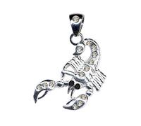 Escorpión de plata de ley 925 con cristales de circonita, estrás, amor, fe, esperanza, emoción, símbolo, motivo, estilo, objeto, blanco, extravagante, nuevo, bueno, a la moda, claro y hermoso, Plata