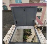 Escotilla de acceso al techo gris, tapa de tragaluz de acero galvanizado con asa, claraboyas de cubierta de salida de sótano del ático(33"x34"(83.8x86.3cm))