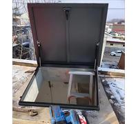 Escotilla de acceso al techo resistente - Cubierta de acero galvanizado con asa de bloqueo, tapa de ventilación de techo plana personalizada (81 x 56 cm) para mantenimiento de cubiertas y bodegas