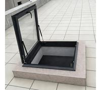 Escotilla De Acceso Comercial Para Techo, Cubierta De Claraboya En Cristal Templado, Marco De Aluminio Enrasado Con Amortiguador De Gas, Salida De Emergencia Manual Para Tejado, Garaje