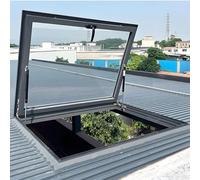 Escotilla de acceso de techo templado de aluminio de alto sellado, 90 x 100 cm, diseño Ele negro para terraza solera y sótano, fácil instalación, resistente a la intemperie