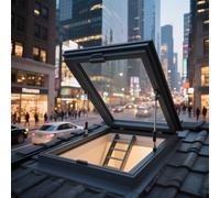 Escotilla de acceso manual al techo con ventana de ventilación sellada de vidrio templado para mantenimiento de luz solar, puerta de iluminación de pozo subterráneo (70 x 90 cm)