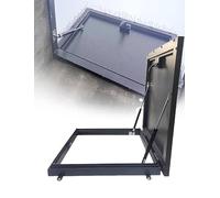 Escotilla de acero recubierto de zinc con resortes de gas y mecanismo de bloqueo para un acceso seguro, perfecto para techos, sótanos y escaleras de sótano, incluye puntal de gas y mango