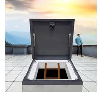 Escotilla de techo antirrobo galvanizada, tragaluz de ventilación con características de seguridad, salida del ático y puerta de acceso a la cubierta, incluye puntal de choque de gas y mango para un