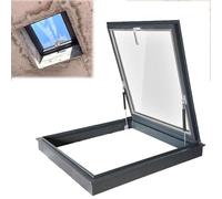 Escotilla de techo, cubierta de ventana de ventilación con vidrio templado de doble capa claraboya de vidrio autoadhesiva con kit de tornillos claraboya de aleación(70x60cm/27.6x23.6in)