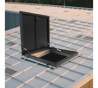 Escotilla de techo de acero galvanizado resistente de 58,4 x 58,4 cm, puerta de acceso para una fácil entrada y mantenimiento, diseño resistente a la intemperie, ideal para proyectos de techado