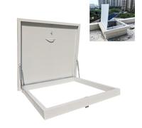 Escotilla de techo impermeable blanca - Cubierta galvanizada para áticos y sótanos con marco de aluminio, palanca hidráulica y asa para un fácil acceso (50 x 60 cm)