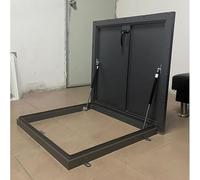 Escotilla de Techo, Puerta de Acceso al Techo con Apertura hacia Arriba, Tapa de Techo de ático Personalizada con Soporte hidráulico, Boca de Registro/Salida de sótano Cuadrada de Metal negr