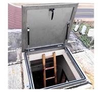 Escotilla de Techo, Tapa de escotilla metálica para Techo de 70 x 75 cm, Tapa de alcantarilla Comercial con manija giratoria de 90°, Varillas de Amortiguador de Gas y Junta de Goma, solución