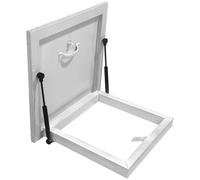 Escotilla hidráulica para ático con cerradura y tragaluz resistente a la intemperie, puerta de acceso de techo plano de aluminio (50 x 50 cm) para un fácil acceso e imagen mejorada