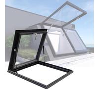 Escotilla para ventana de techo - Claraboya montada empotrada con inclinación de 80°, esquina de metal para techo plano de 90 x 95 cm, mejora la luz natural y fácil acceso