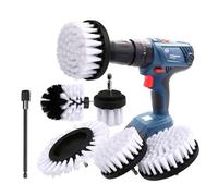 Escova de Broca Elétrica, 5PCS Eléctrico Cepillos Taladro Multifuncionales, Coche Limpieza Kit para Limpiar Paredes, Baño, Cocina, Tapiceria Coche, Piso Azulejo, Esquinas, Terraza (Bianco)