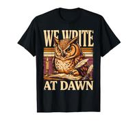 Escribimos Al Amanecer Escritores Y Poetas De Búho Vintage Camiseta gráfica económica