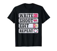 Escribir Disparar Editar Repetir Funny Cineasta Películas Videógrafo Camiseta