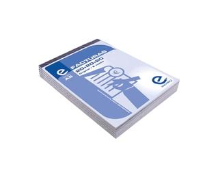 ESCRIBO 4 Talonarios de Factura Simplificada en Español - con original y 2 copias - 25 juegos cada (100 juegos total) - Tamaño A5 vertical - Papel blanco de 50g y amarillo de 55g.