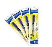 ESCRIBO Ever CD - Pack 4 Rotuladores Permanentes Multisuperfiície con Goma - Color Azul - Punta Fina 0,8mm. - Pinta también sobre Plástico