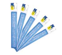 ESCRIBO Pack de 5 Reglas de cristal DOBLE de 30 cm. - Escala en cm. - Con Letras y Símbolos - Con Cantos romos