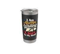 Escritor Autor Historia Libro Novela Escritura Creativa Vaso térmico de acero inoxidable de doble pared