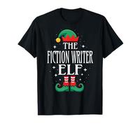 Escritor de ficción Elfo Título del Trabajo Funny Christmas Matching Xmas Camiseta