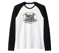 Escritor Retro Máquina de Escribir Autor Novelista Poeta Escritura Graciosa Camiseta Manga Raglan