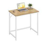 VASAGLE Escritorio, Mesa Oficina Pequeña y Estación Trabajo, Mesa para Teletrabajo, Estudio, Dormitorio, 50 x 80 x 76 cm, Estilo Moderno, Estructura Metal, Roble Natural y Blanco Perla LWD038W70