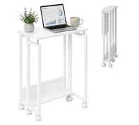 Relaxdays Escritorio Plegable 6 Ruedas, para Ordenador, Blanco