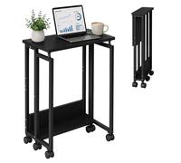 Escritorio abatible, mesa de trabajo para oficina en casa, con ruedas, estrecho