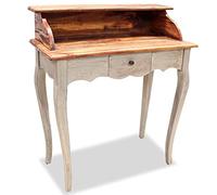 Escritorio, adecuado para salón, dormitorio, despacho, madera maciza envejecida, 80 x 40 x 92 cm.