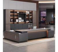 Escritorio administrativo de lujo en forma de L, espacioso escritorio de madera maciza de 70.9/78.74 pulgadas, estación de trabajo administrativa moderna y sencilla (ideal para oficina/estudio).