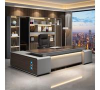 Escritorio administrativo para computadora de 94,5"/110,2", un escritorio moderno, simple y lujoso en forma de L para jefe, gerente y presidente, utilizado en la sala de estar,el estudio y la oficina