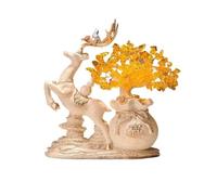 Escritorio Adorno de ciervo la fortuna for el hogar, árbol del dinero citrino, decoración for entrada sala estar y enfriador vino Decoración(Beige)